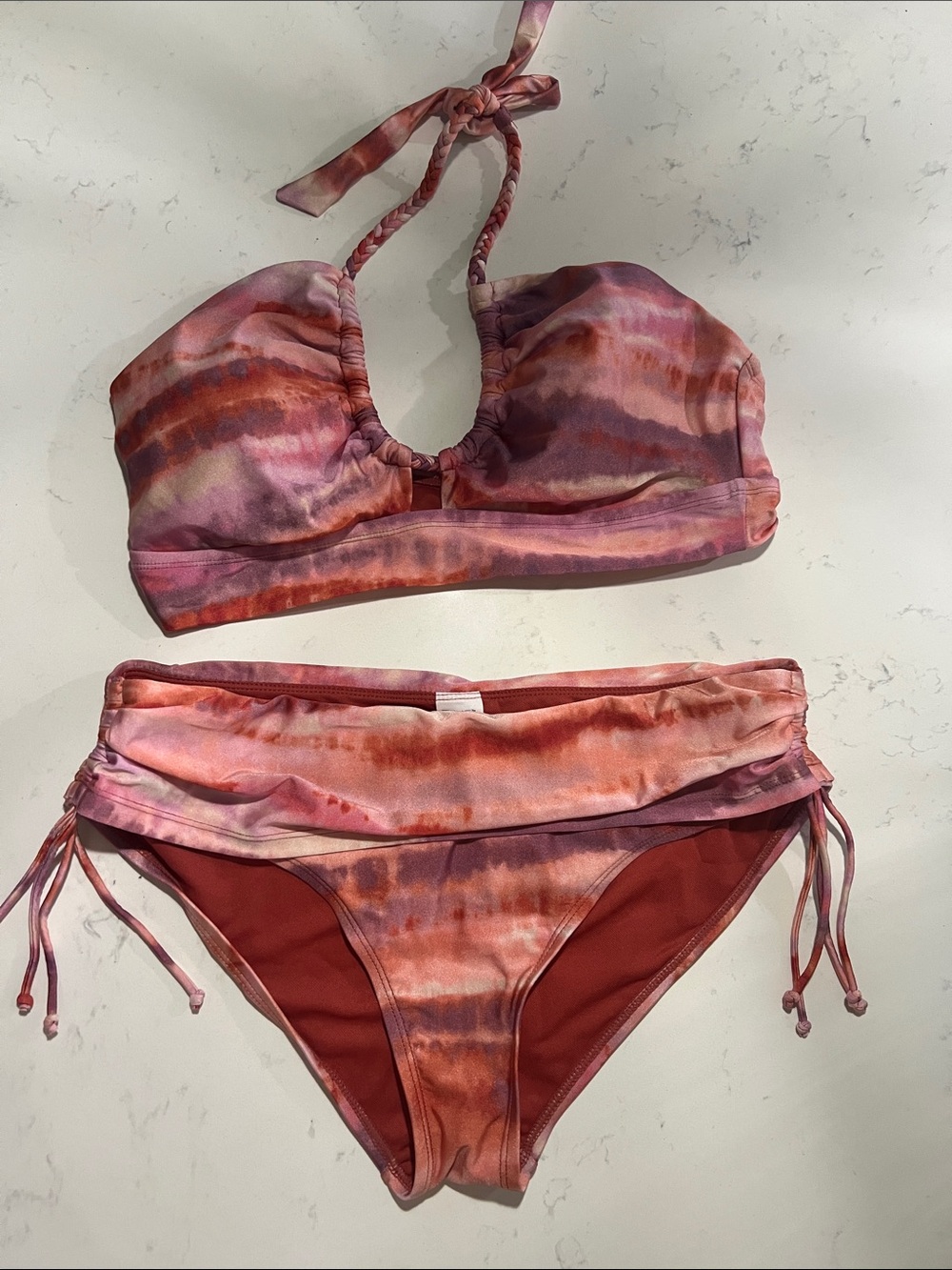 Time and Tru Pink Sunset  Tie-Dye Bikini set swimsuit
